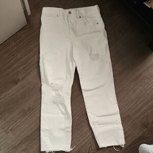 Women's White Distressed Jeans